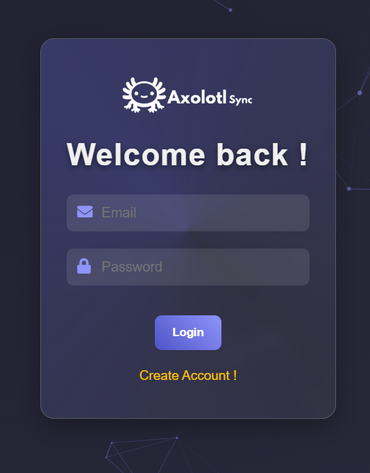 Login to AxolotlSync | Secure Access to Minecraft Server Management